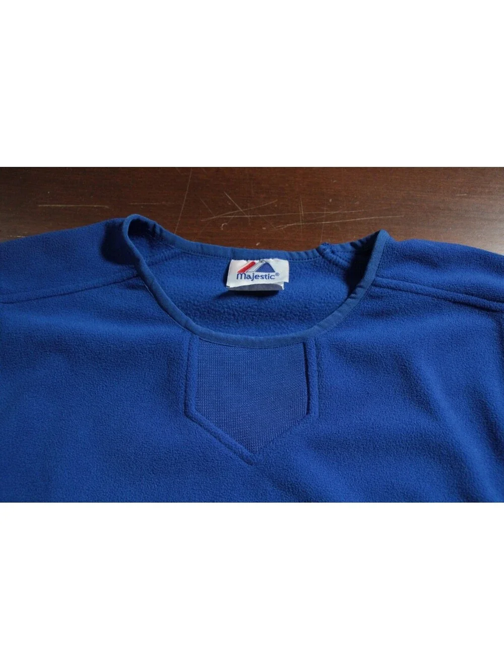Vintage Men's Majestic Blank Solid Blue Baseball Sweatshirt M Shirt